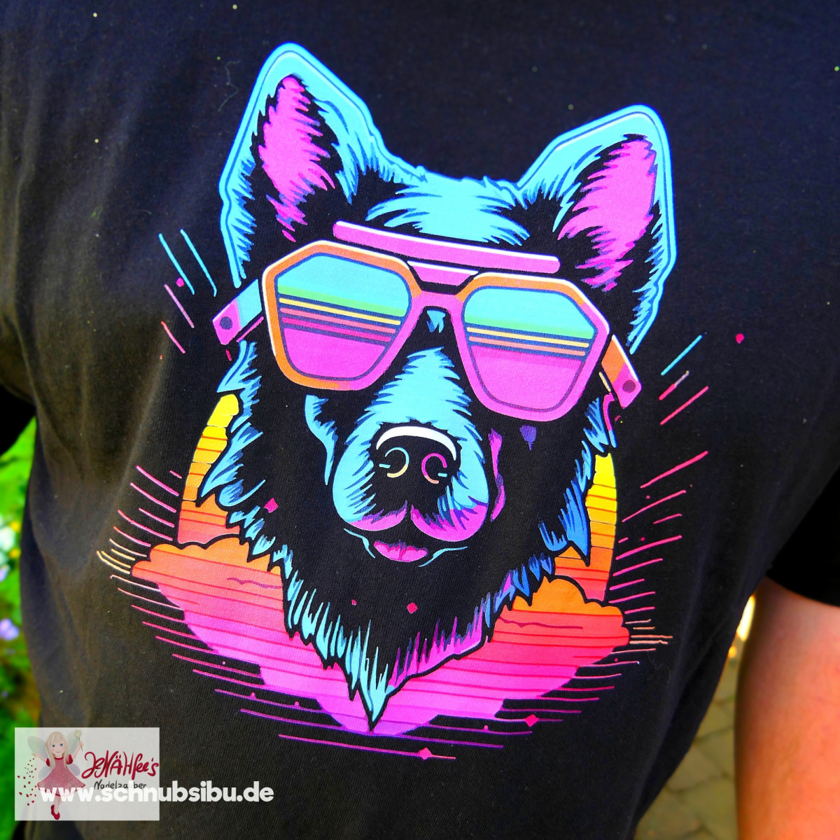 Bügelbild Neon Hund